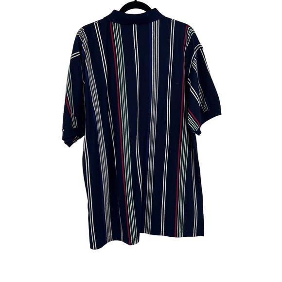 Izod Vintage Vertical Striped Short Sleeve Polo Shirt Men's Large 100% Cotton - Picture 2 of 8